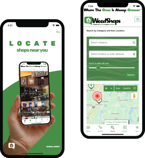 Heading screen weed shops app