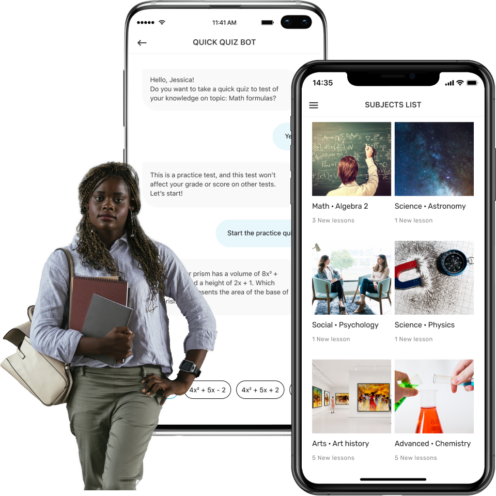 School or university apps Two smart phones with school and university mobile apps