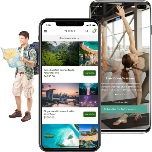 Create a Travel App for iOS & Android Two smartphones with mobile tourism apps